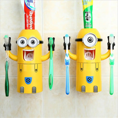 MINION DISPENSADOR AUTOMATICO DE CREMA DENTAL Y PORTA CEPILLOS