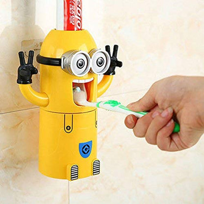 MINION DISPENSADOR AUTOMATICO DE CREMA DENTAL Y PORTA CEPILLOS